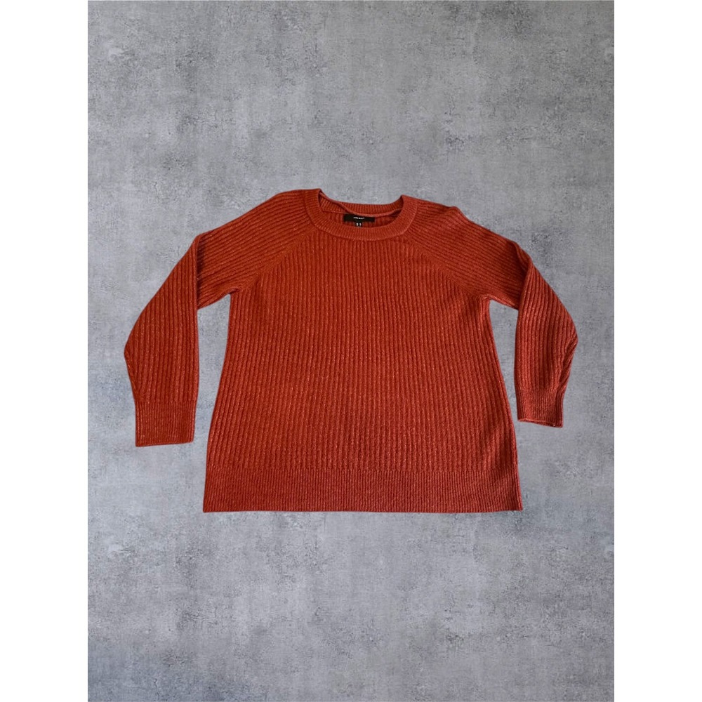 Vero Moda Ribbed Crew Neck Sweater Womens XL Rust Orange Raglan Knit EUC